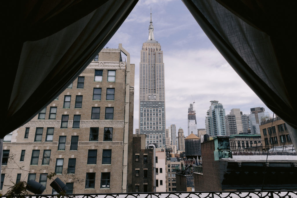 A cityscape view of New York City from the lounge of the Nomad Hotel in New york
