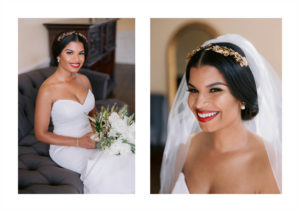 Bridal portrait close ups of a black woman on her wedding day at Castle Gould in new York. Images by Jenny Fu Studio