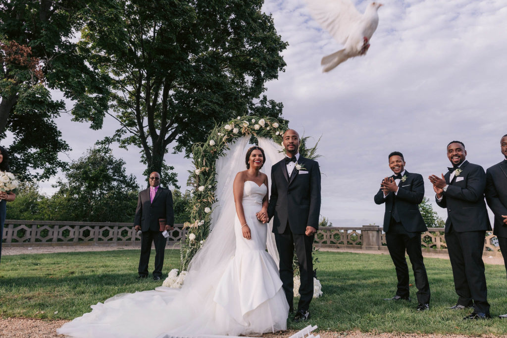 Fly doves ceremony exit, Castle Wedding, sands point preserve, Hempstead House, Jenny Fu Studio, Editorial, Photojournalistic, Documentary, Wedding Photographer based in New York City, NYC Top Wedding Photographer