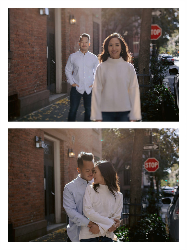 stunning images of a newly engaged asian couple, roaming the west village of new york city