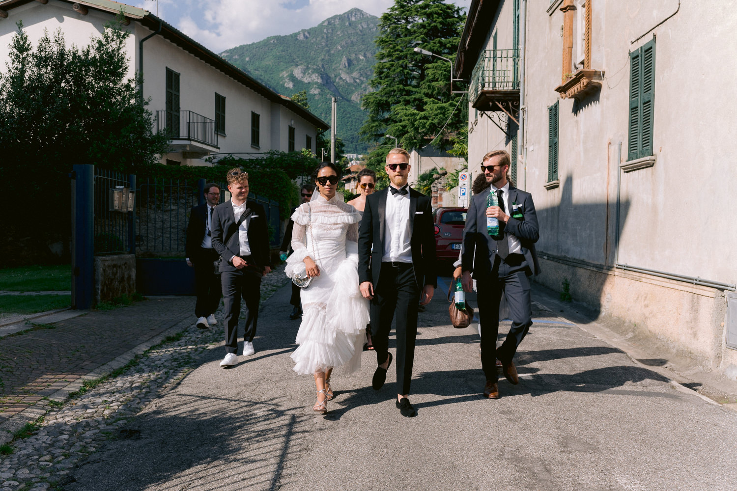 destination elopement, Lake Como, Italy, bride, groom, bridal party