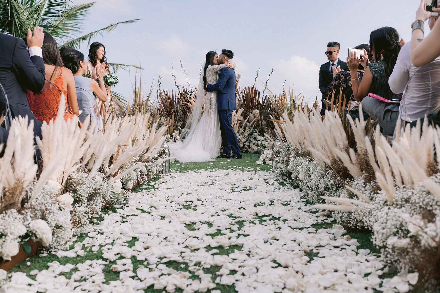 bride, groom, destination wedding, jenny fu, wedding photographer, bride and groom kiss, destination wedding in Bali