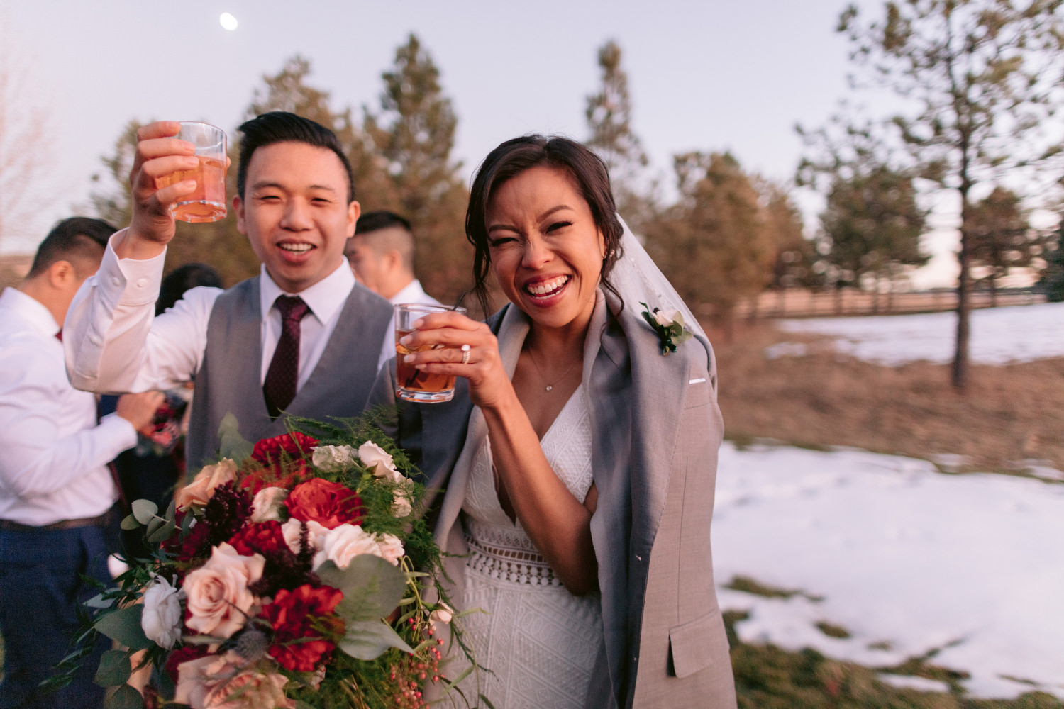 Cocktail hour, outdoor wedding