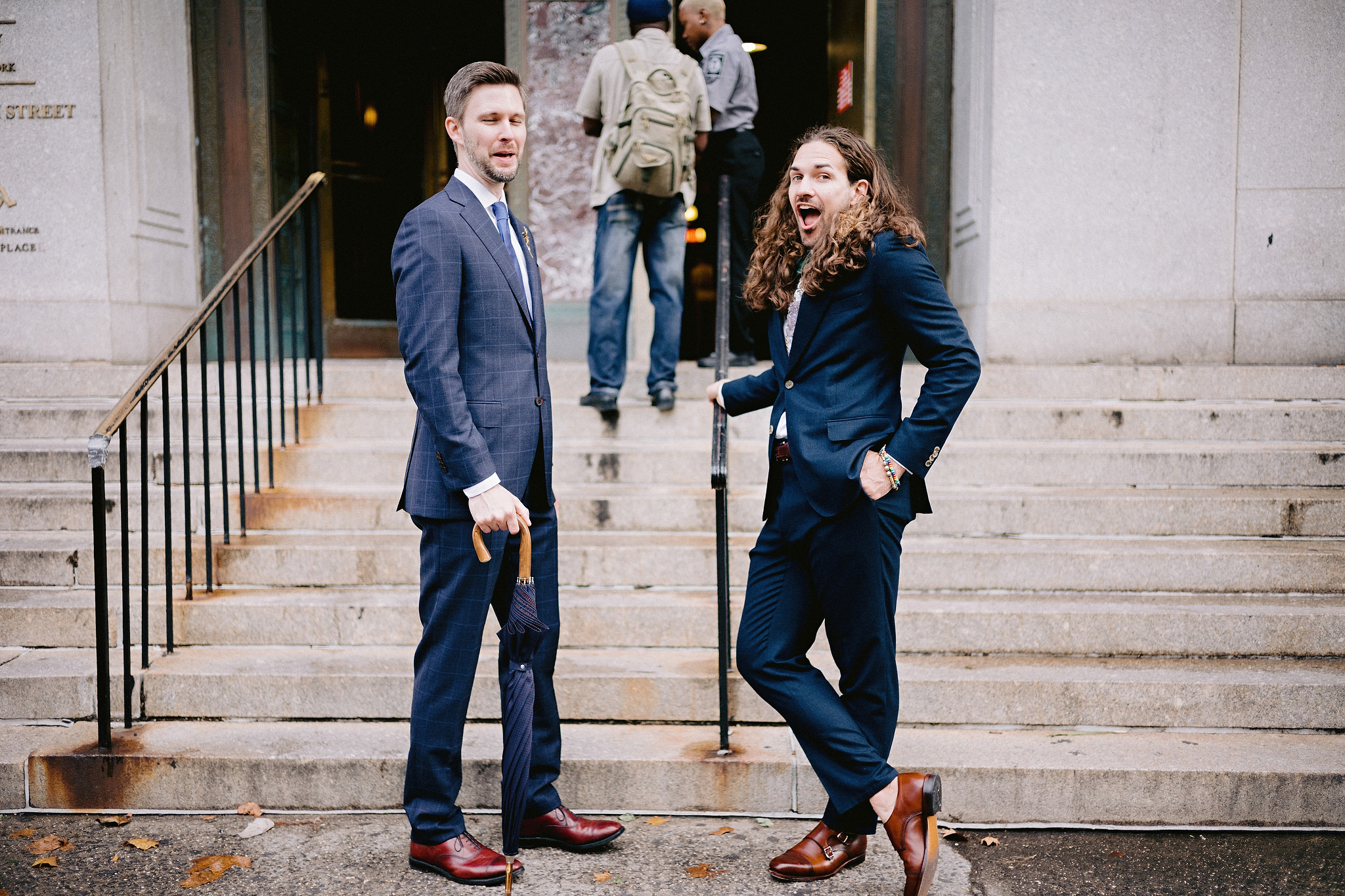 Groom and groom about to get married at city hall in New York City