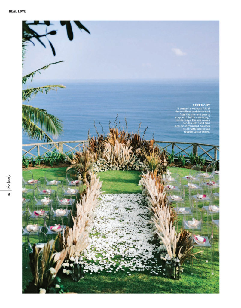 Wedding alter with pampas grass and ocean view