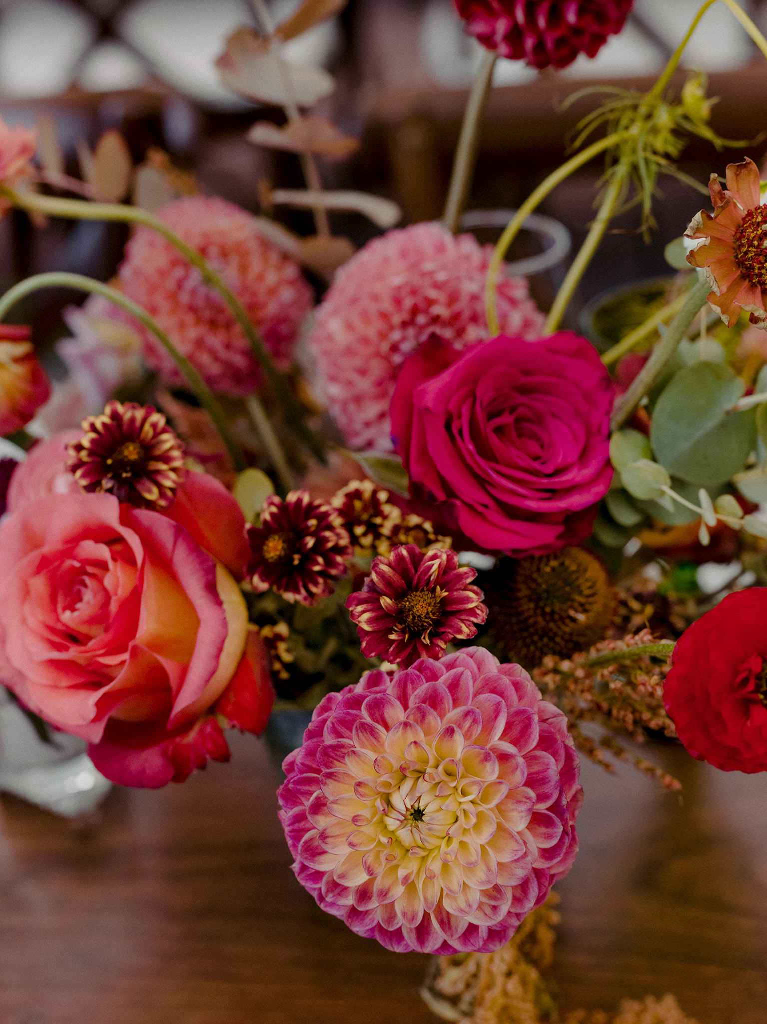 Bright and exciting wedding flowers by Bloom Bar NYC.