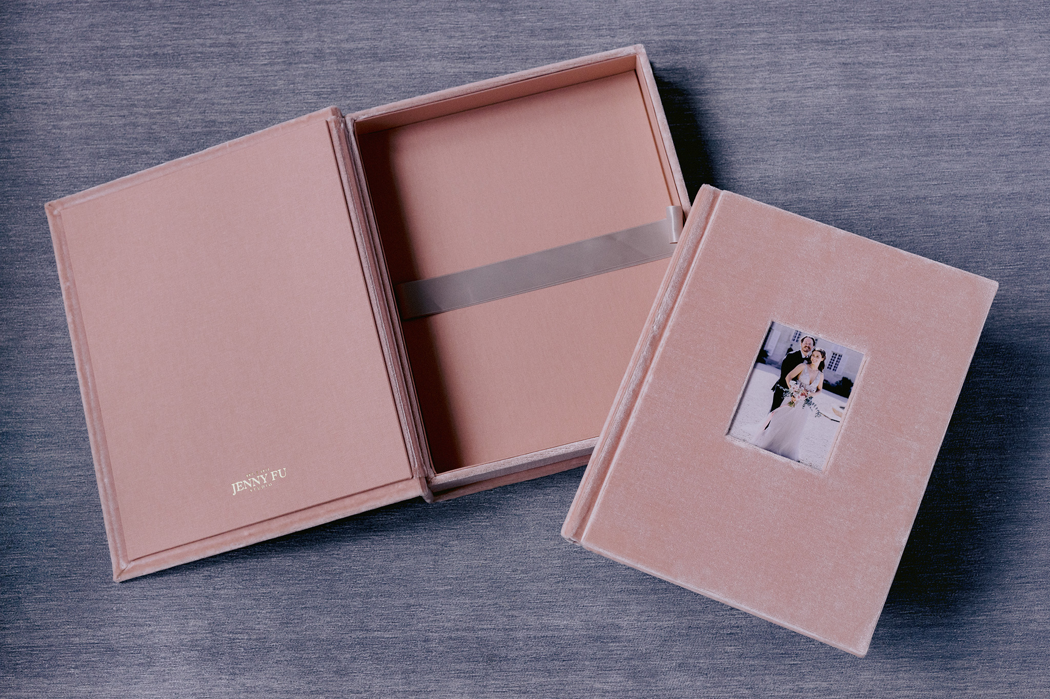 A pink velvet Fine Art Heirloom Wedding Album, size 11x14"