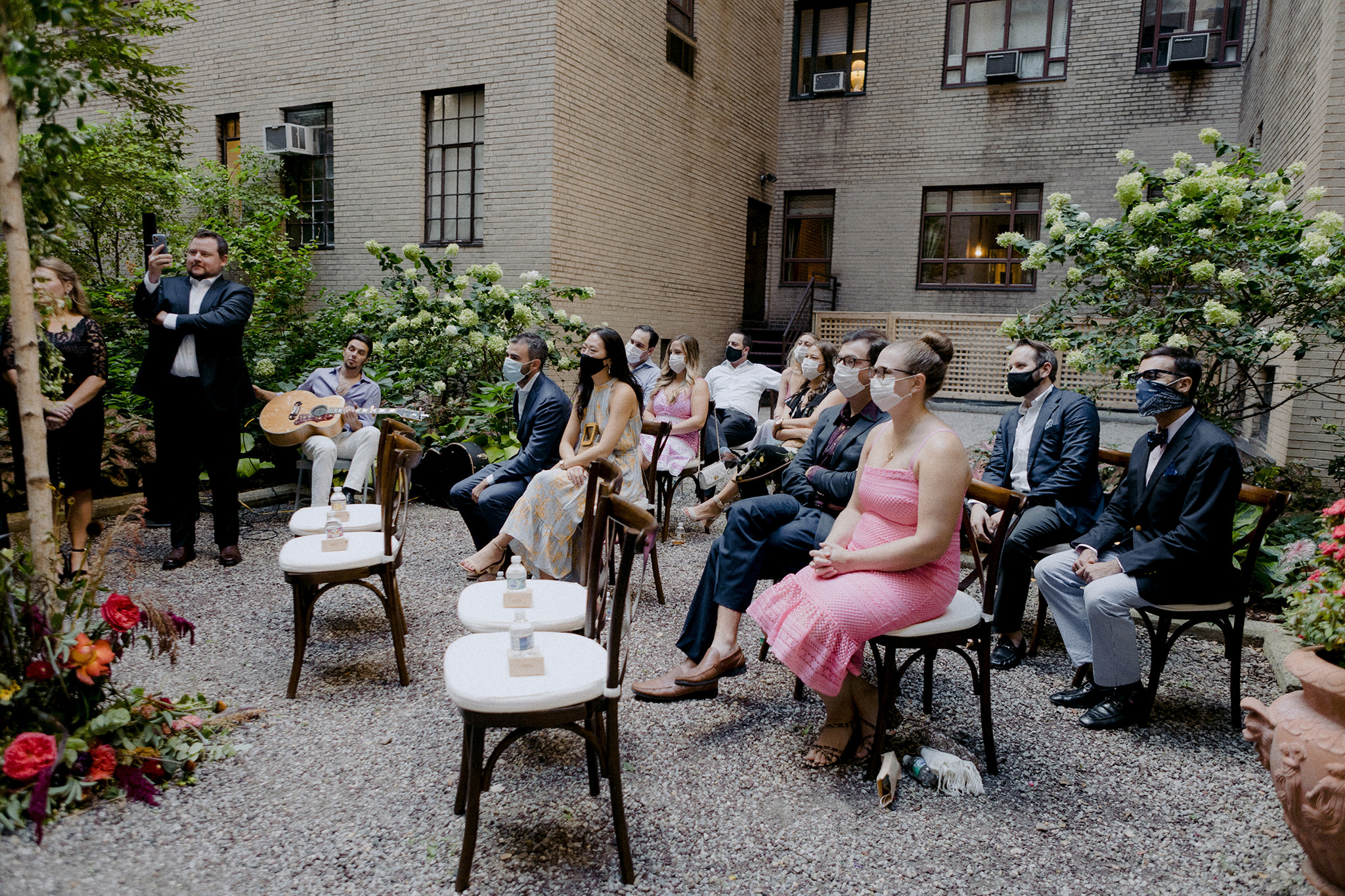 Socially distanced seating at a wedding ceremony