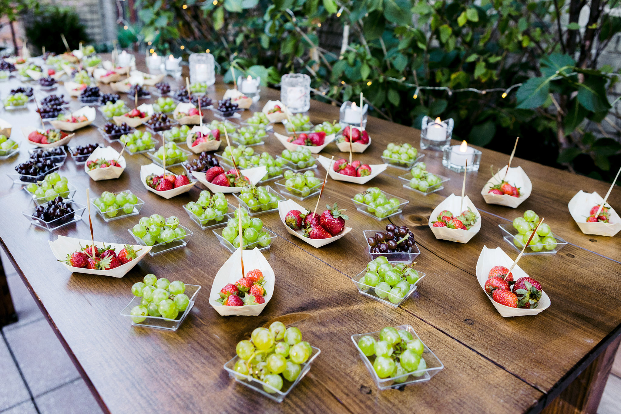 Small plates of fruit at a wedding