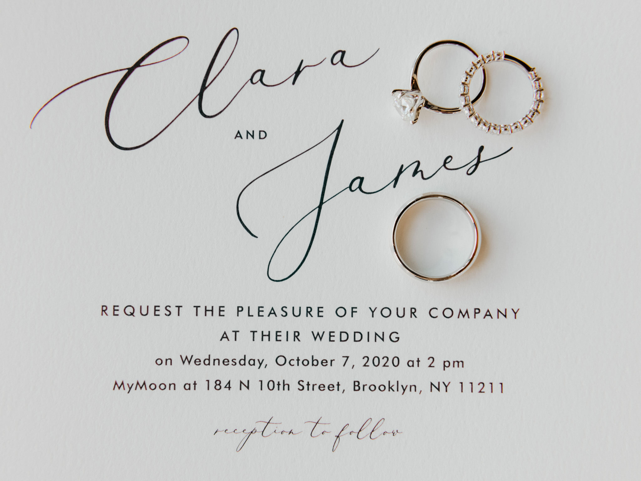 Invitation stating ceremony and reception details for guests