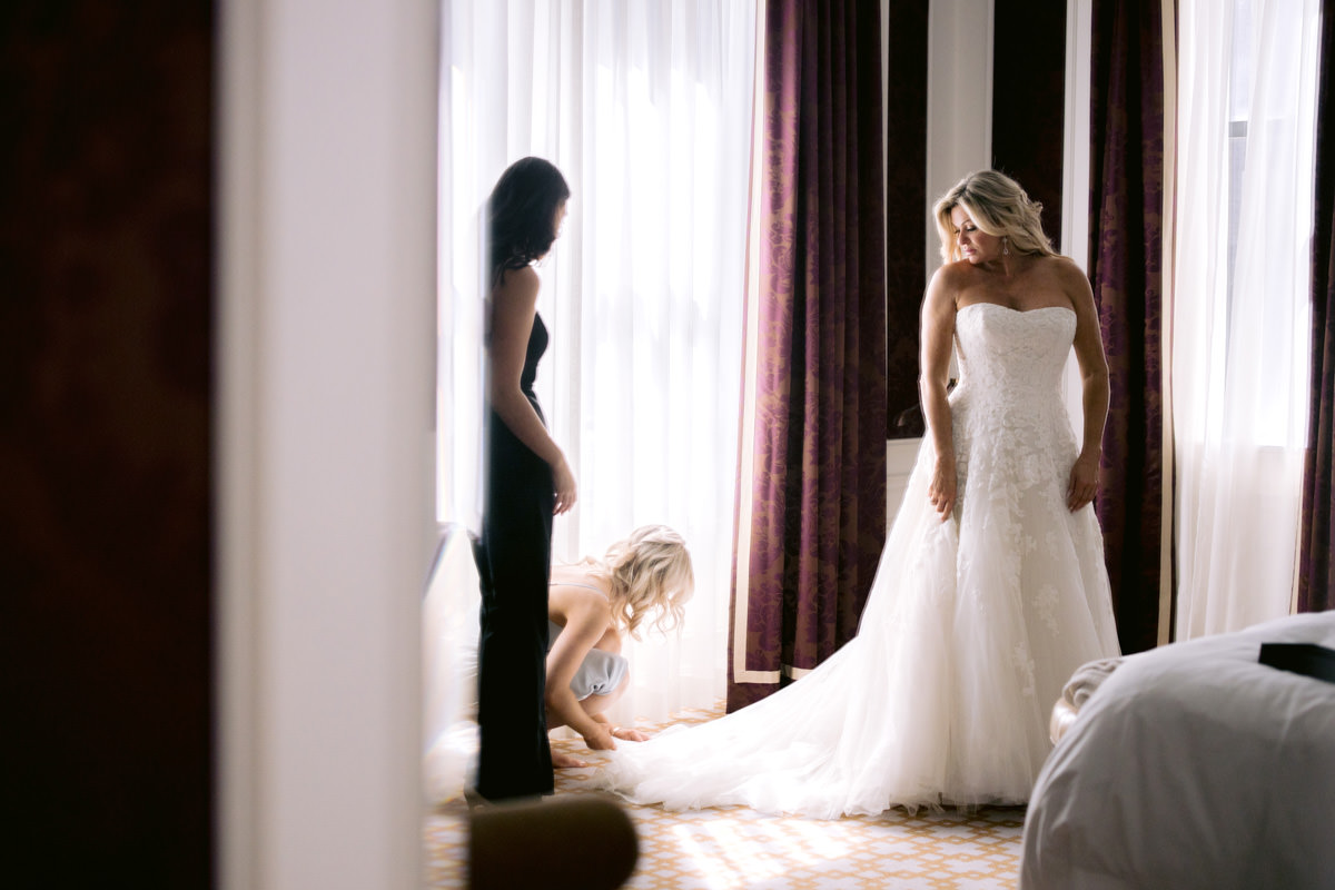 A bride gets ready for her wedding at the St.Regis hotel