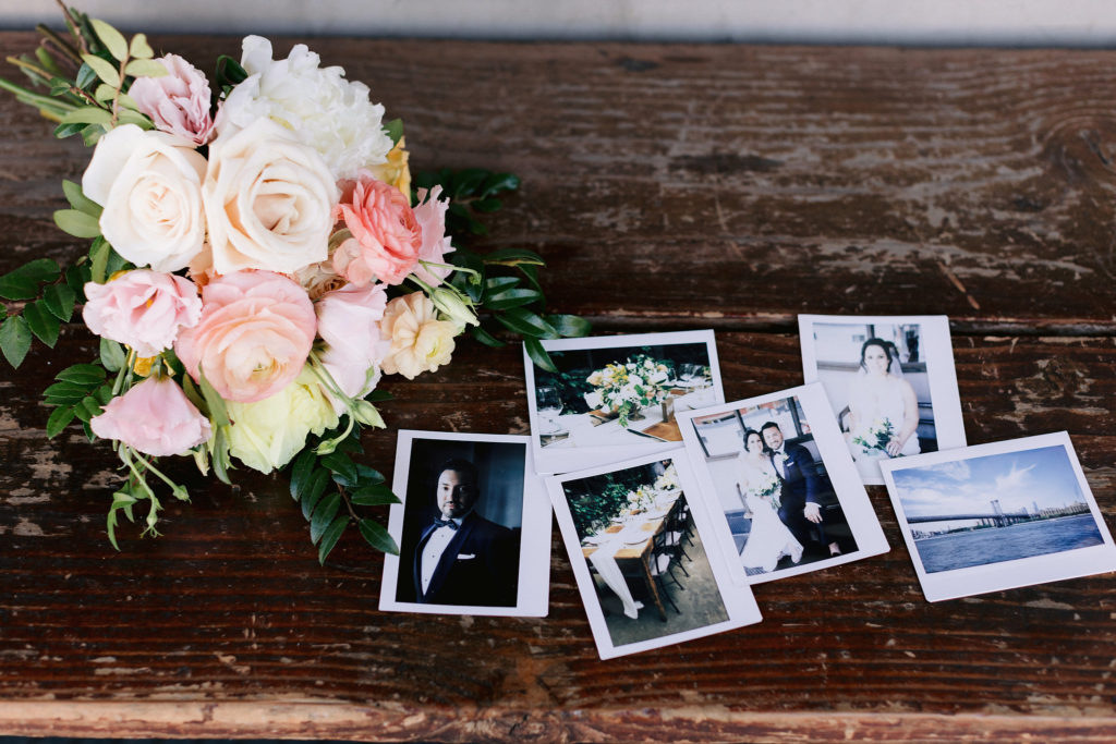 Wedding photography sits on a wooden chest