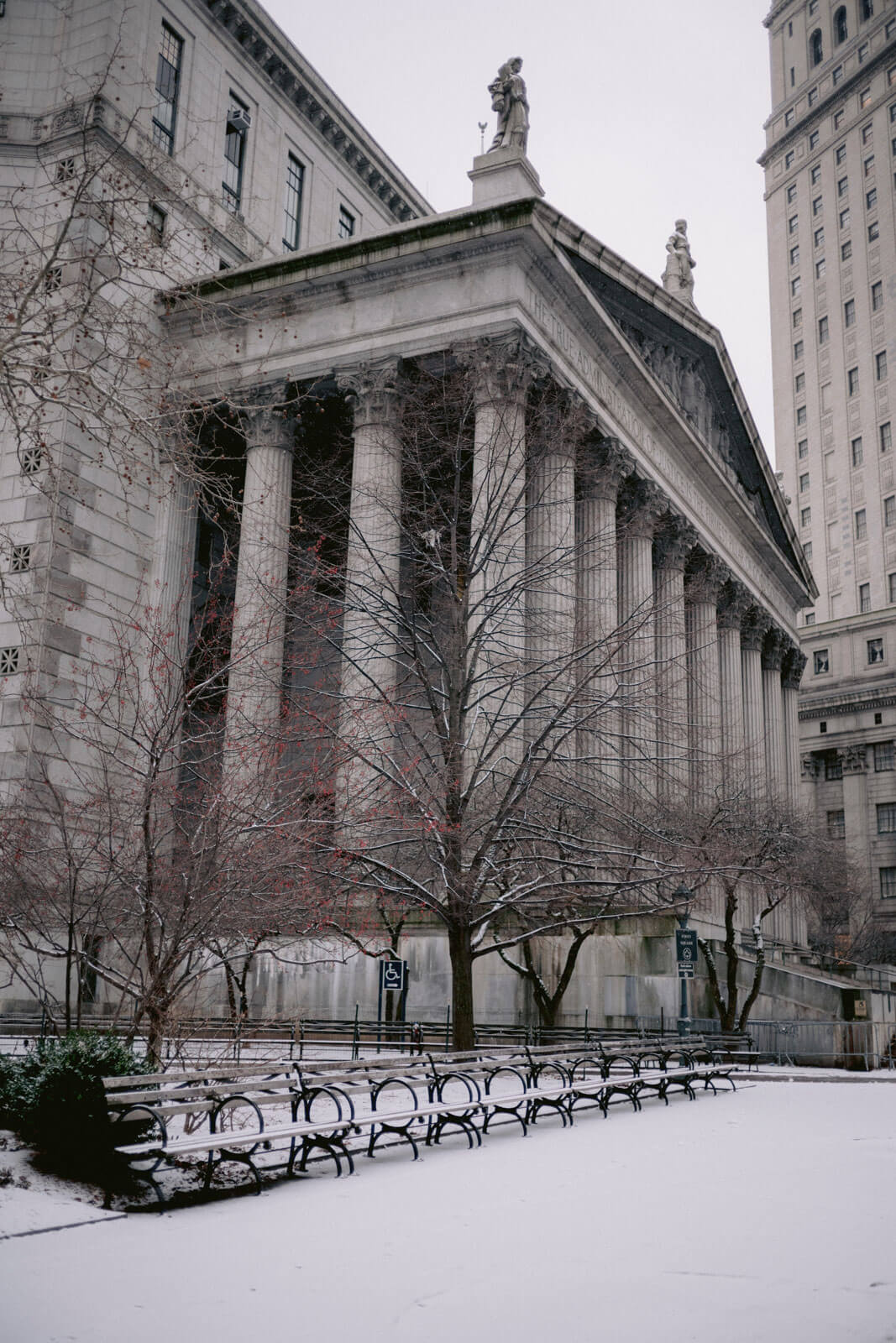 Winter outside New York City Hall. Image by Jenny Fu Studio