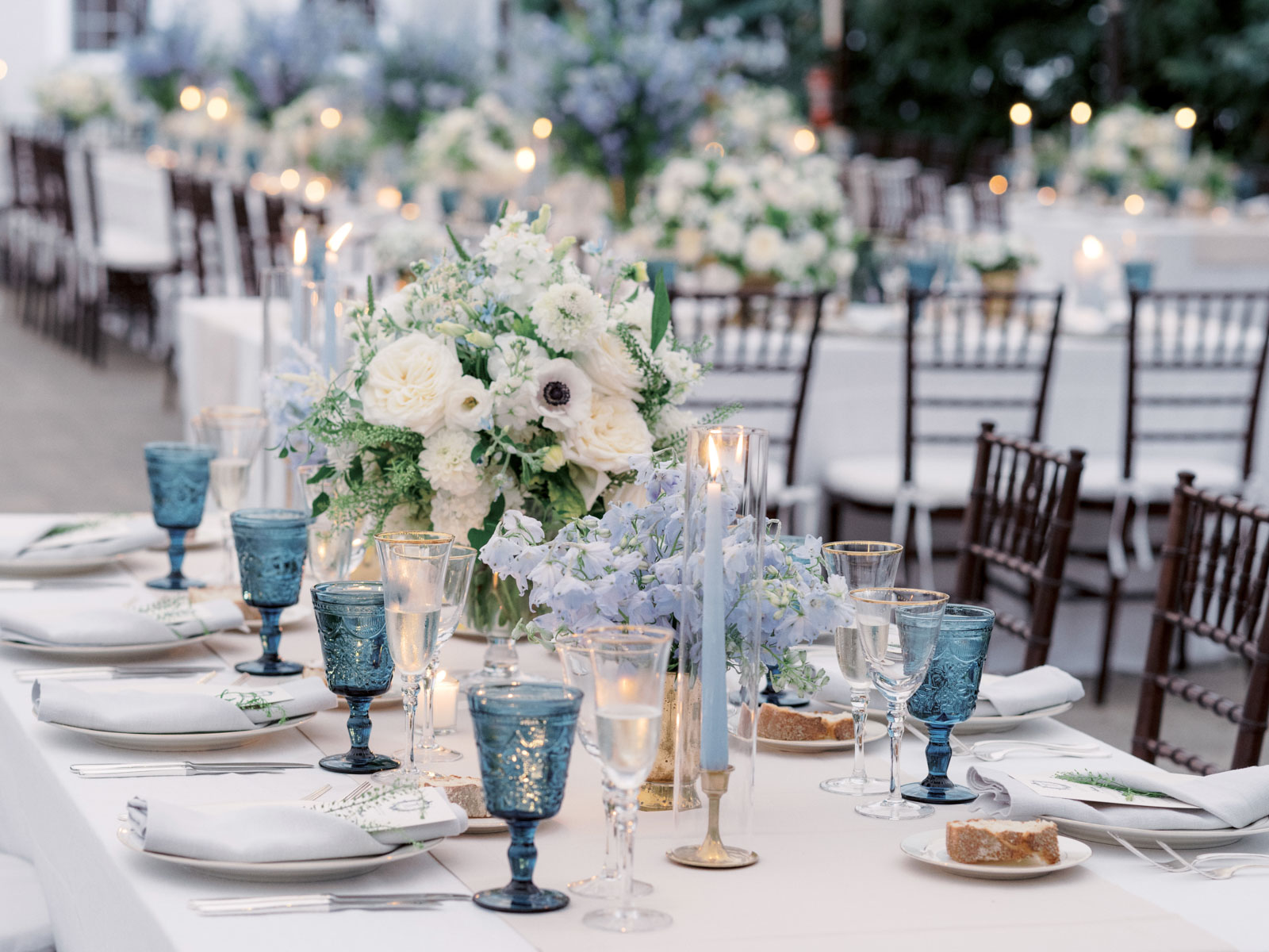 An elegant editorial wedding reception set-up at The Lion Rock Farm. Image by Jenny Fu Studio