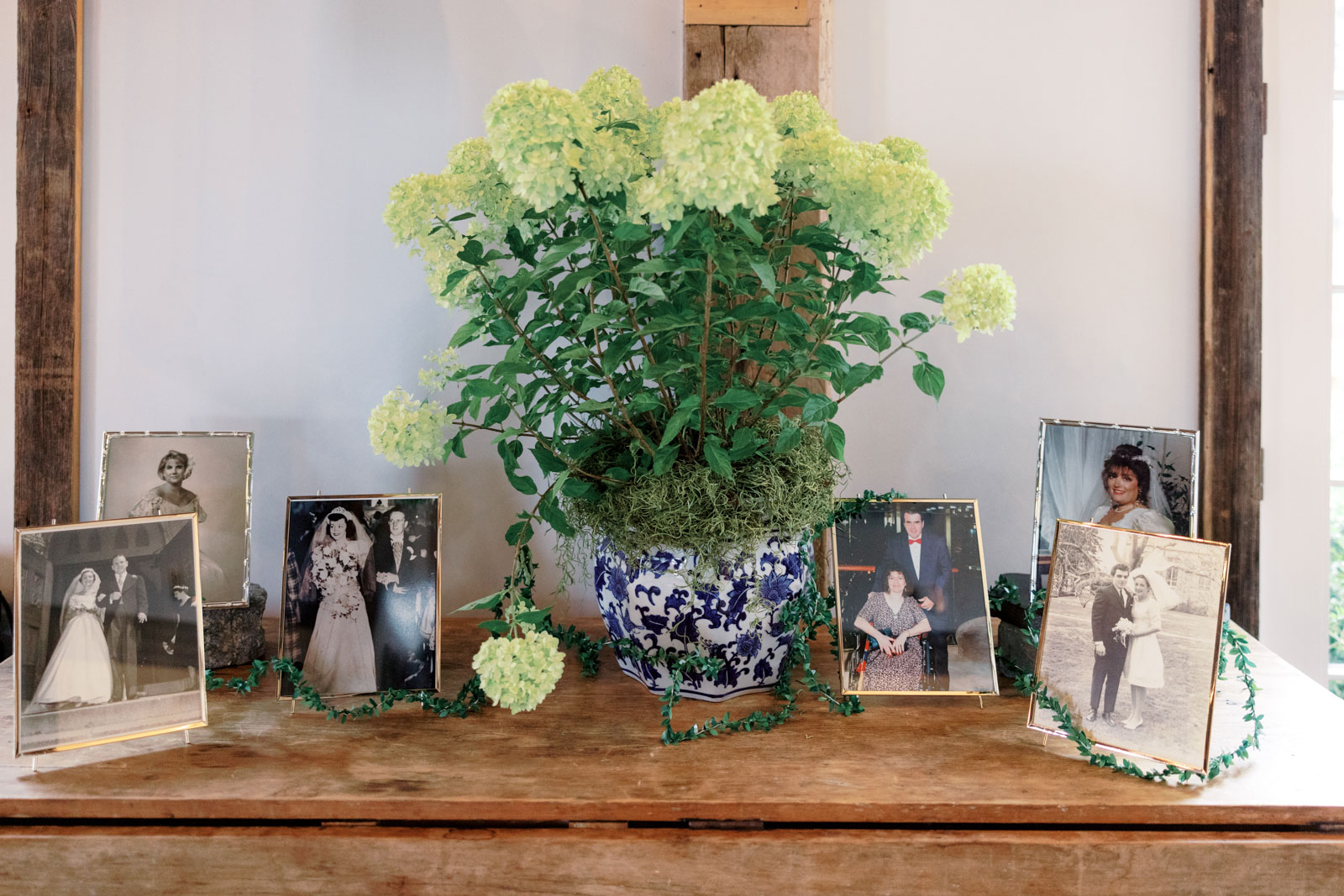 A memory table in a wedding reception. Editorial engagement photo by Jenny Fu Studio