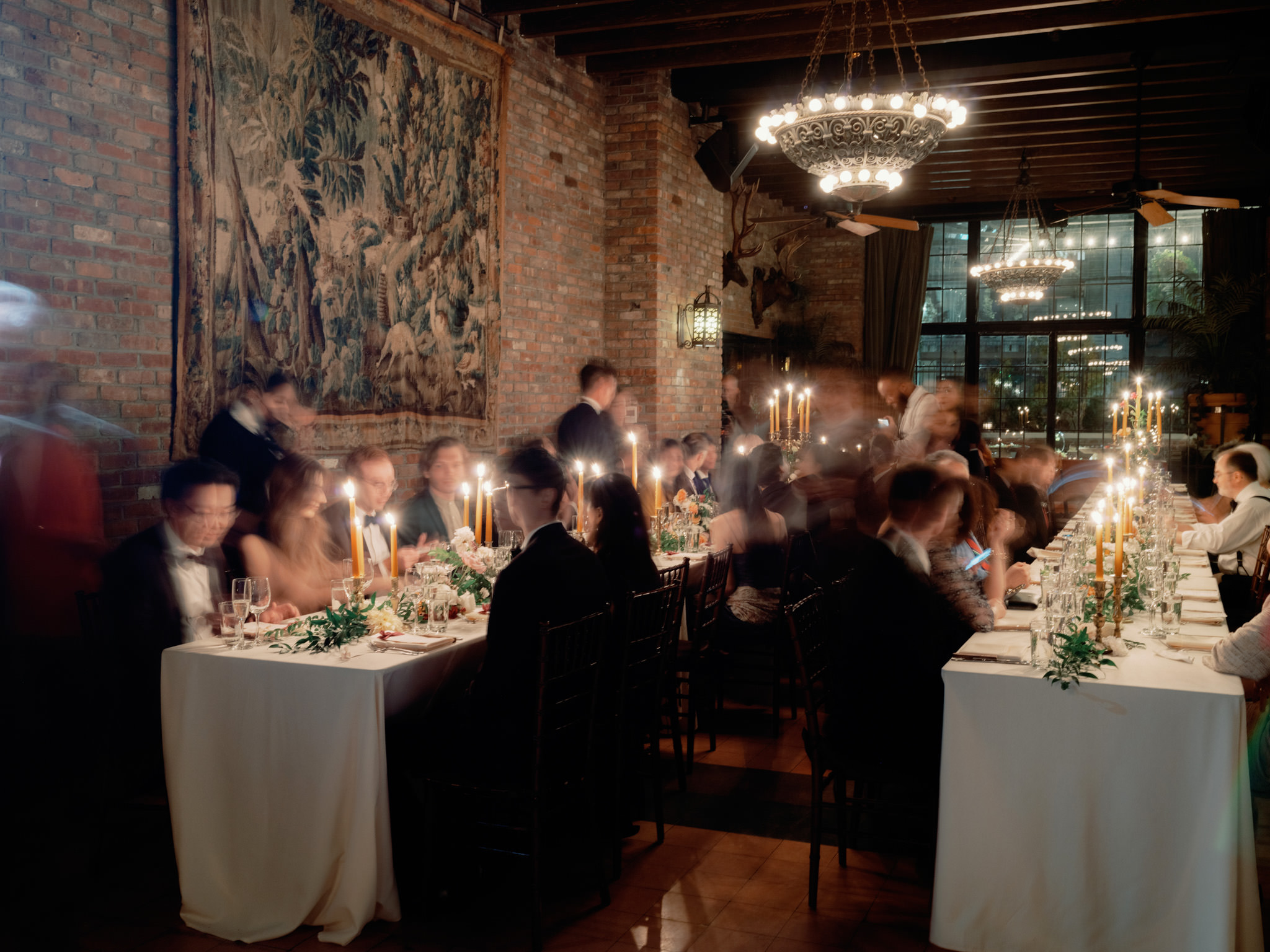 Editorial photo of an elegant wedding reception at at The Bowery Hotel. Image by Jenny Fu Studio