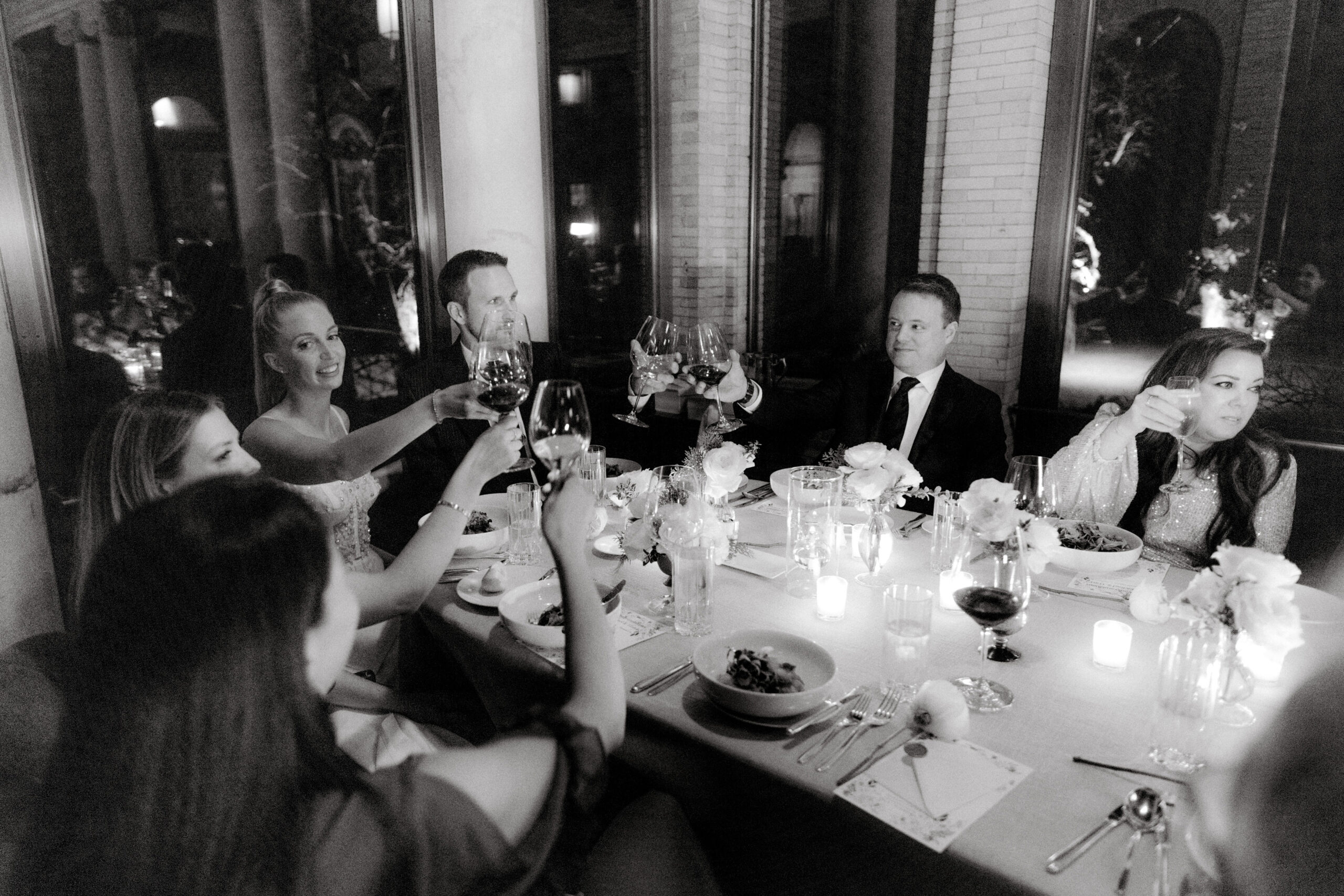 The bride and groom are having a toast with the guests. Image by Jenny Fu Studio