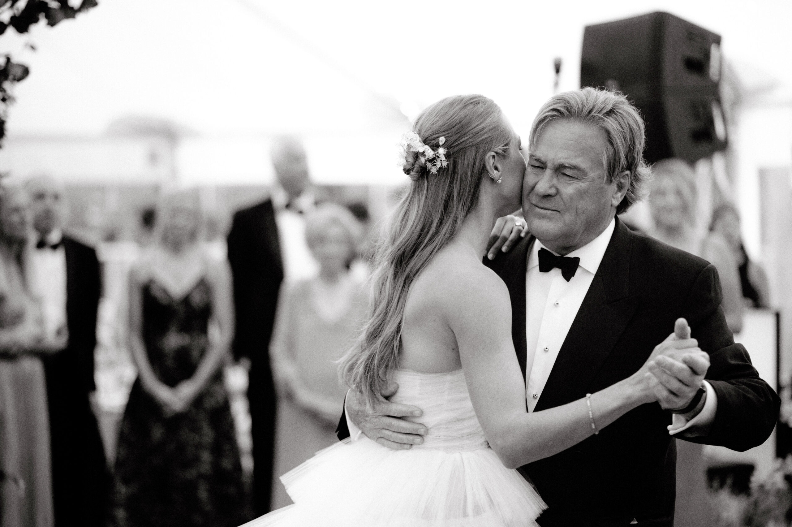Black and white editorial image of the father and bride dance. Image by Jenny Fu Studio