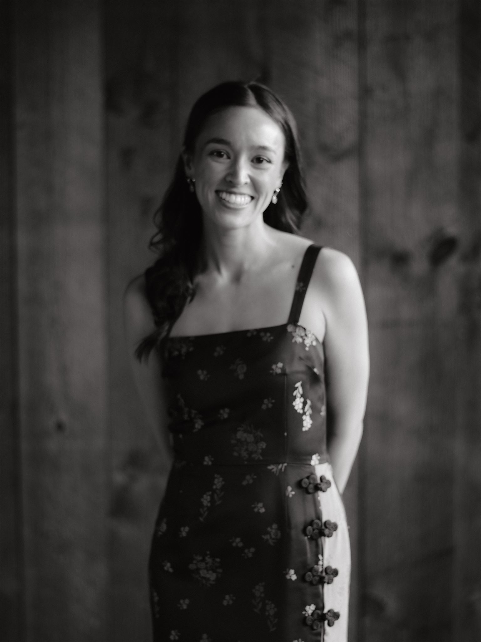 Black and white portrait of the soon to be bride. Wedding weekend image by Jenny Fu Studio