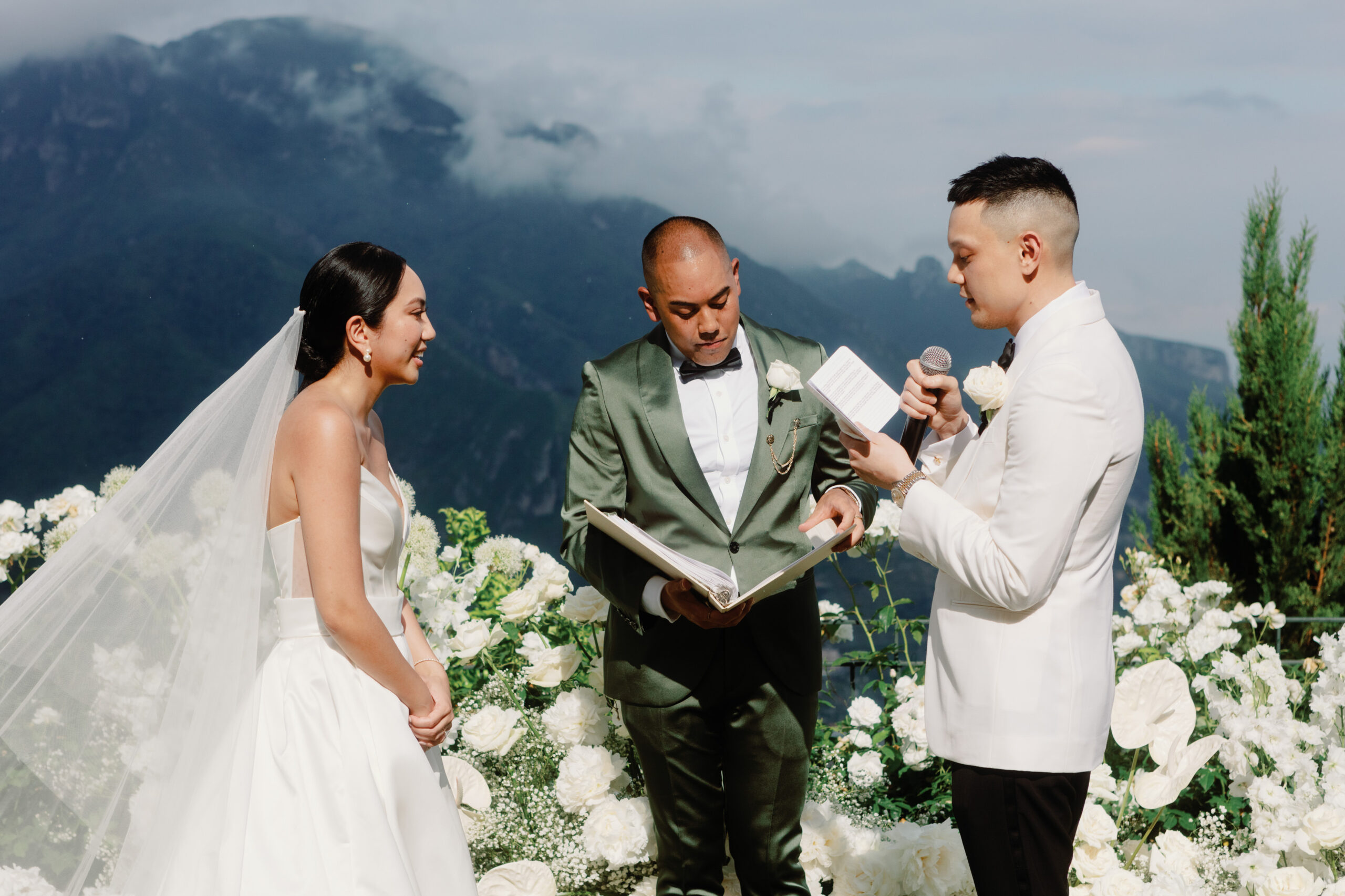 A beautiful wedding ceremony in Ravello, Italy, captured by Jenny Fu Studio.