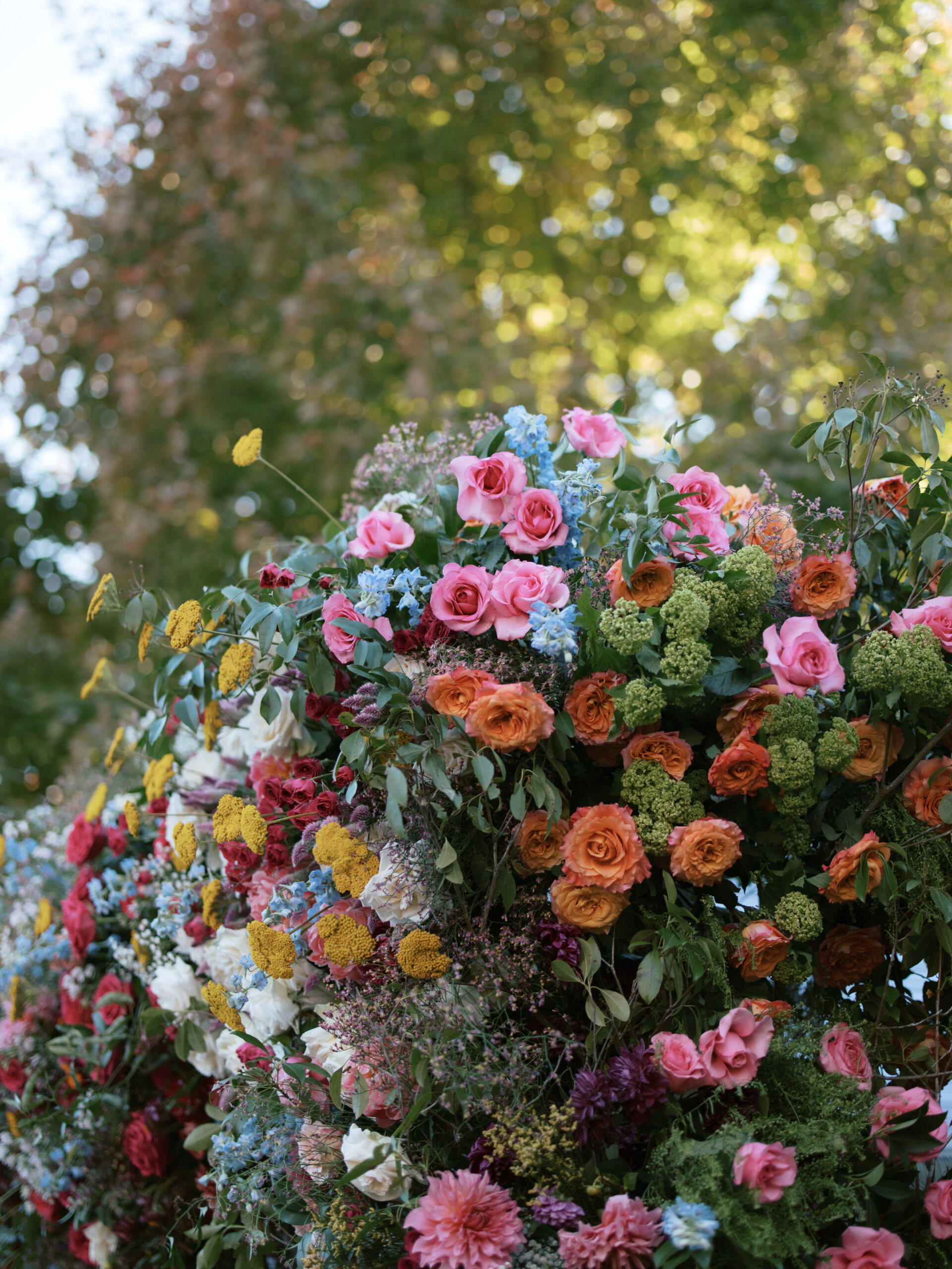 Colorful flowers in Upstate New York, captured in hybrid wedding photography by Jenny Fu Studio.