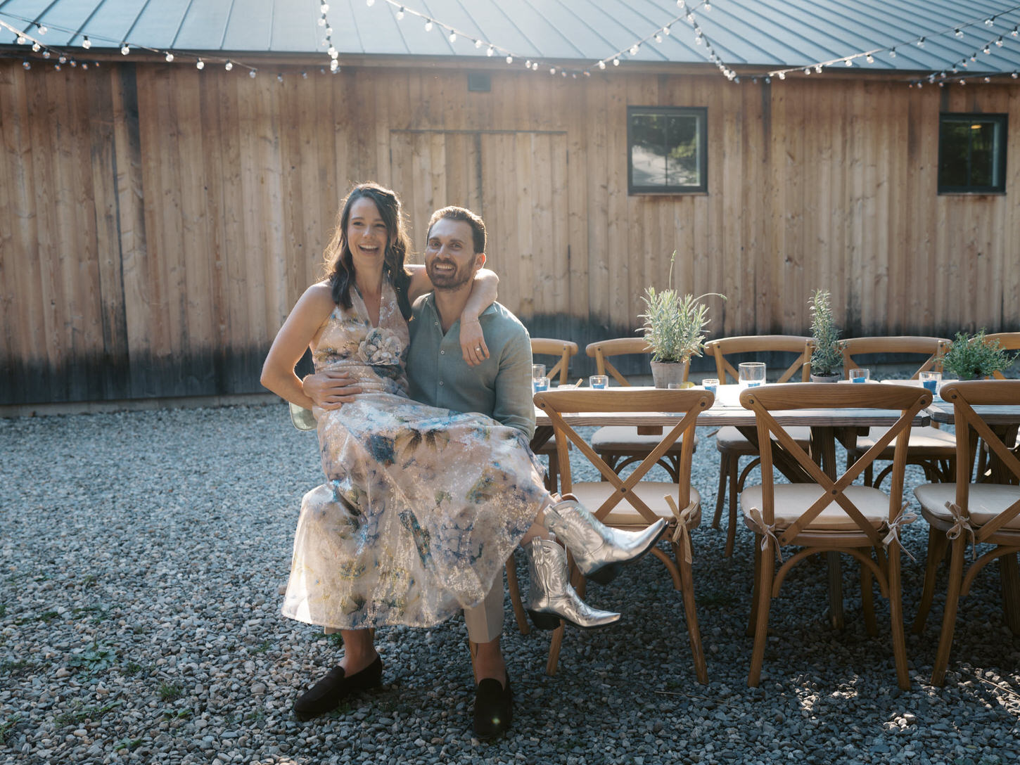 The would-be bride and groom are having a fun time at their welcome dinner, captured by high-fashion wedding photographer, Jenny Fu Studio.